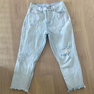 Light Blue Distressed Boyfriend Jeans - Women
